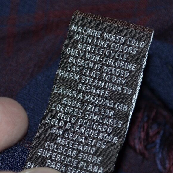 Knox Rose Plaid Fringe Red & Navy Blue Open Cardigan - Picture 4 of 10